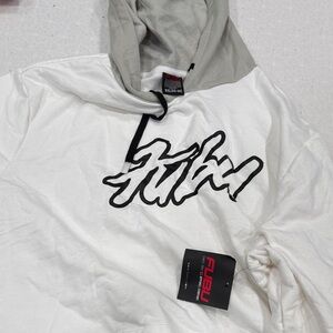 FUBU White and Gray Logo Hoodie